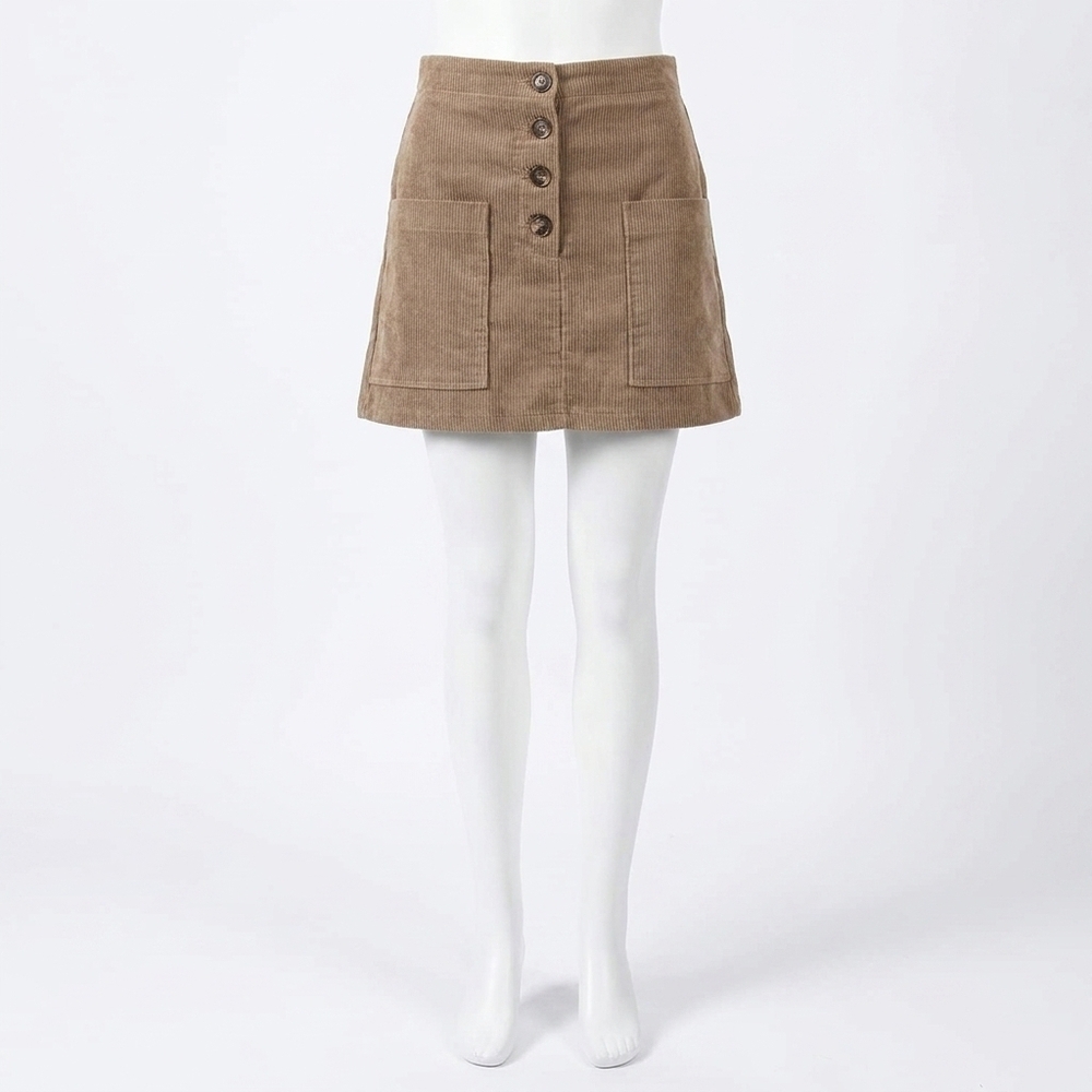NEW LE LIS low waist pleated corduroy skirt in taupe